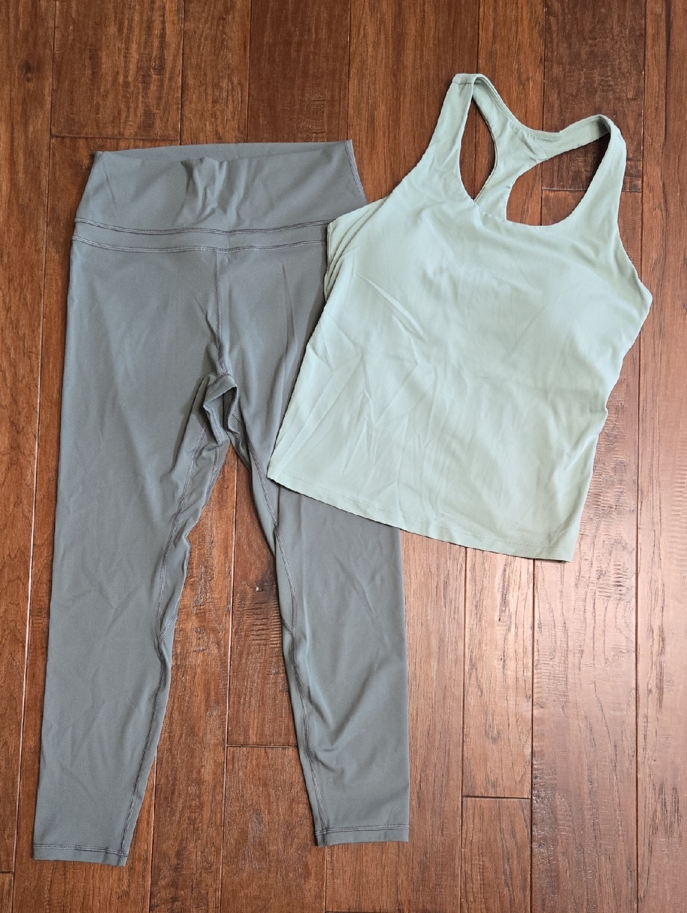 Womens CRZ Yoga Active Leggings Tank Set Large Sage Light Green